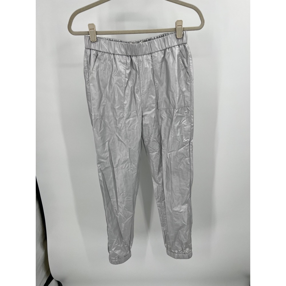 Bianco Jeans Vegan Jogger, Silver Metallic, Size S — NWT, $195 Retail